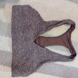 ALO Yoga Heathered Brown Sports Bra